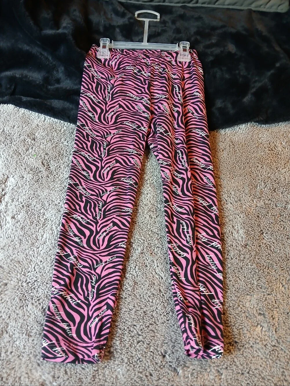 Baby Phat Girls NWT Gray Rainbow Logo Hoodie & Pink Zebra Leggings Set Size 5/6